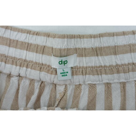 NWT DIP Linen Blend Elastic Waist Pull On Striped Shorts Sz L Pockets Beach Boho - Picture 4 of 9